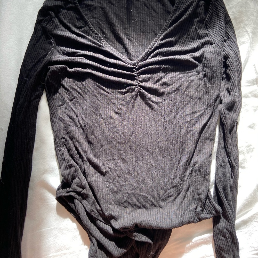 Black V Neck Body Suit
